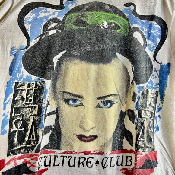 vintage 1984 CULTURE CLUB Boy George single stitch double sided tee shirt LARGE - Picture 1 of 8